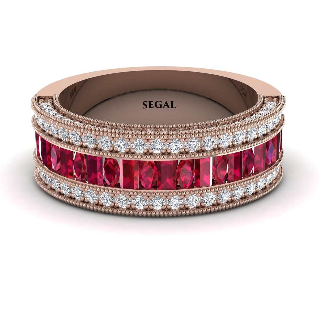 Ruby 14K Gold Pave Wedding Band - Mikayla No. 11