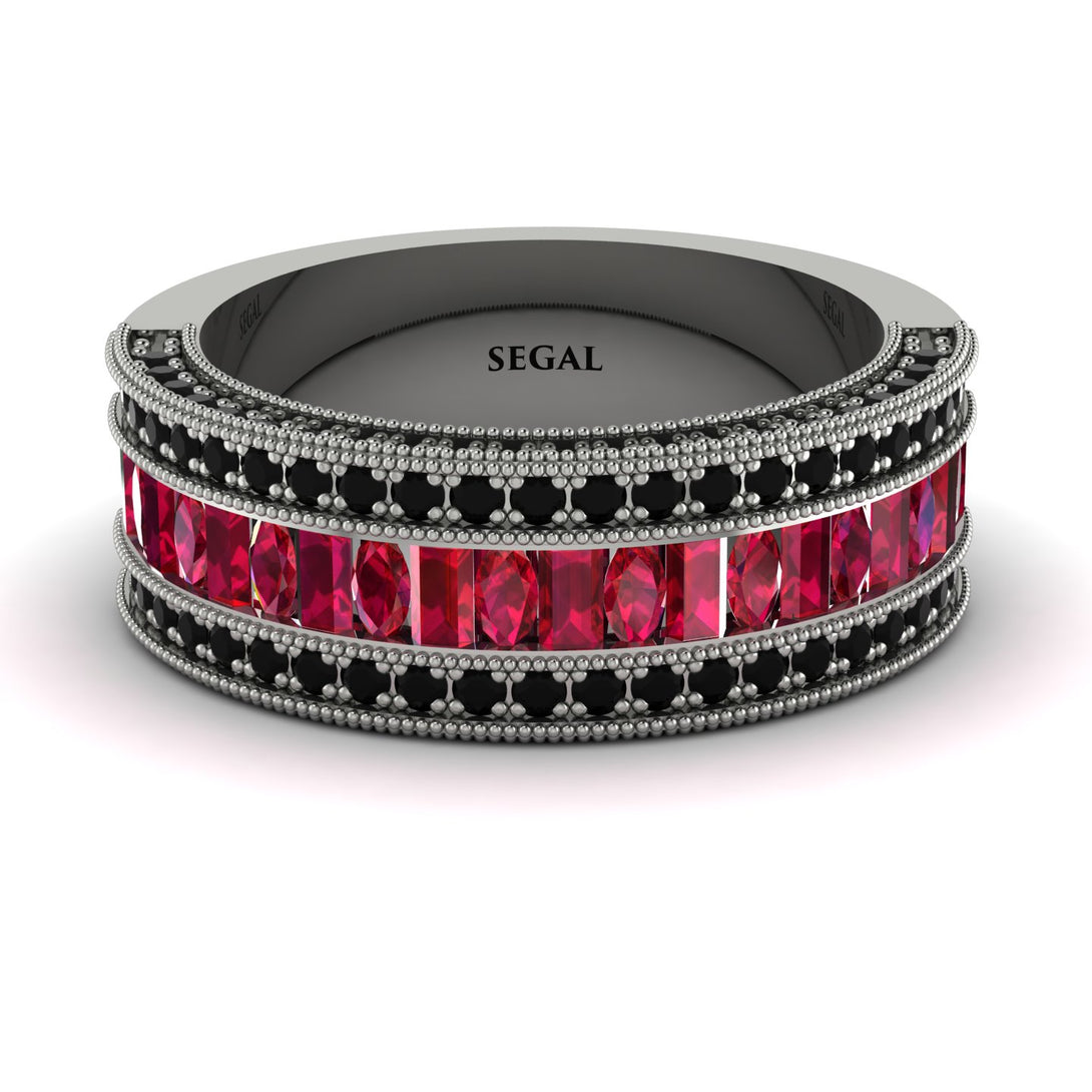 Ruby 14K Gold Pave Wedding Band - Mikayla No. 42