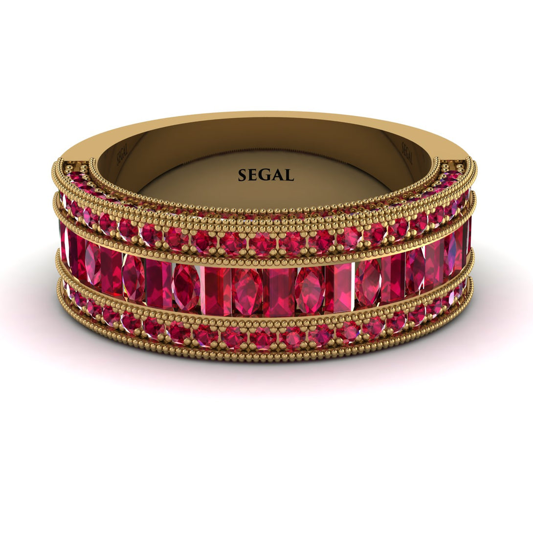 Ruby 14K Gold Pave Wedding Band - Mikayla No. 55