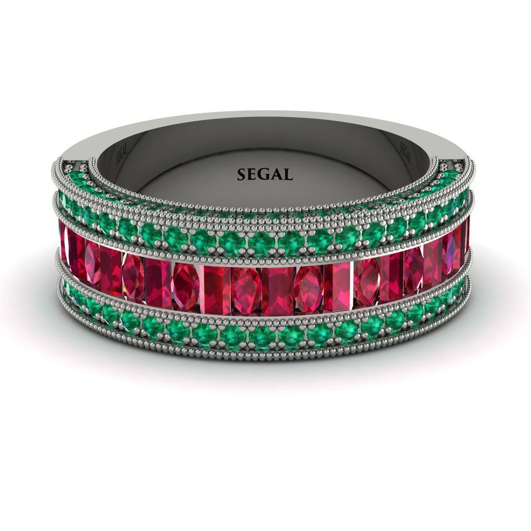 Ruby 14K Gold Pave Wedding Band - Mikayla No. 27