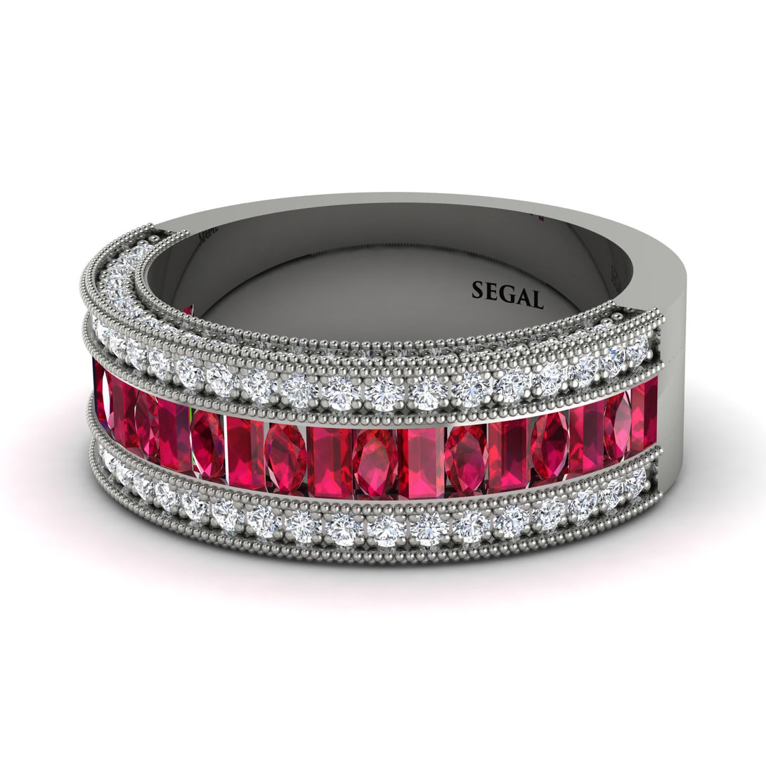 Ruby 14K Gold Pave Wedding Band - Mikayla No. 12