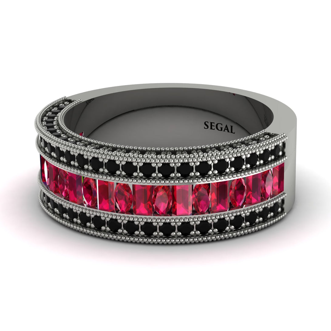 Ruby 14K Gold Pave Wedding Band - Mikayla No. 42