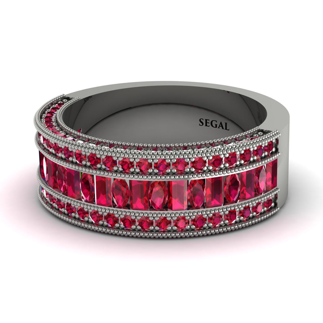 Ruby 14K Gold Pave Wedding Band - Mikayla No. 57