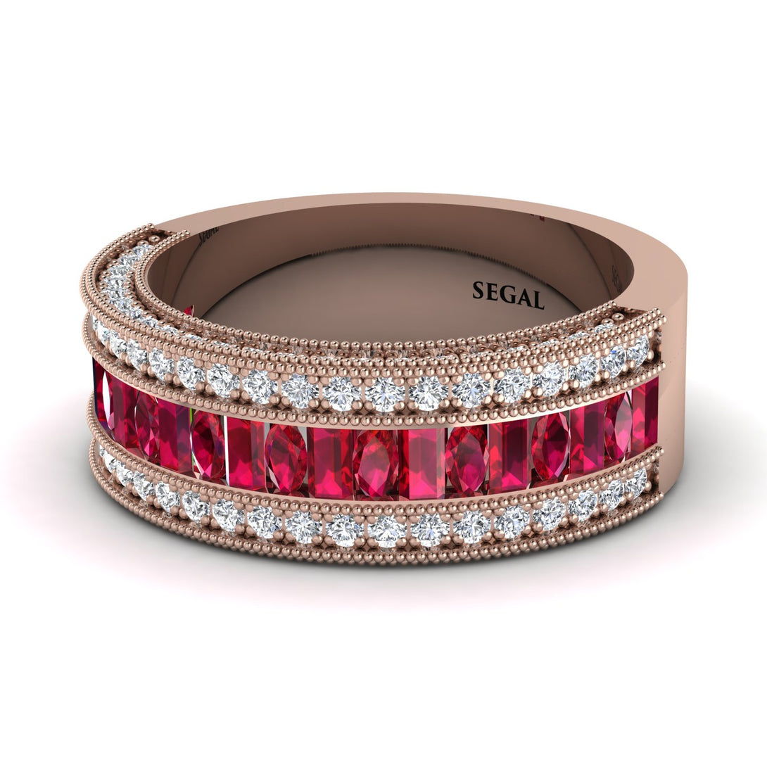 Ruby 14K Gold Pave Wedding Band - Mikayla No. 11