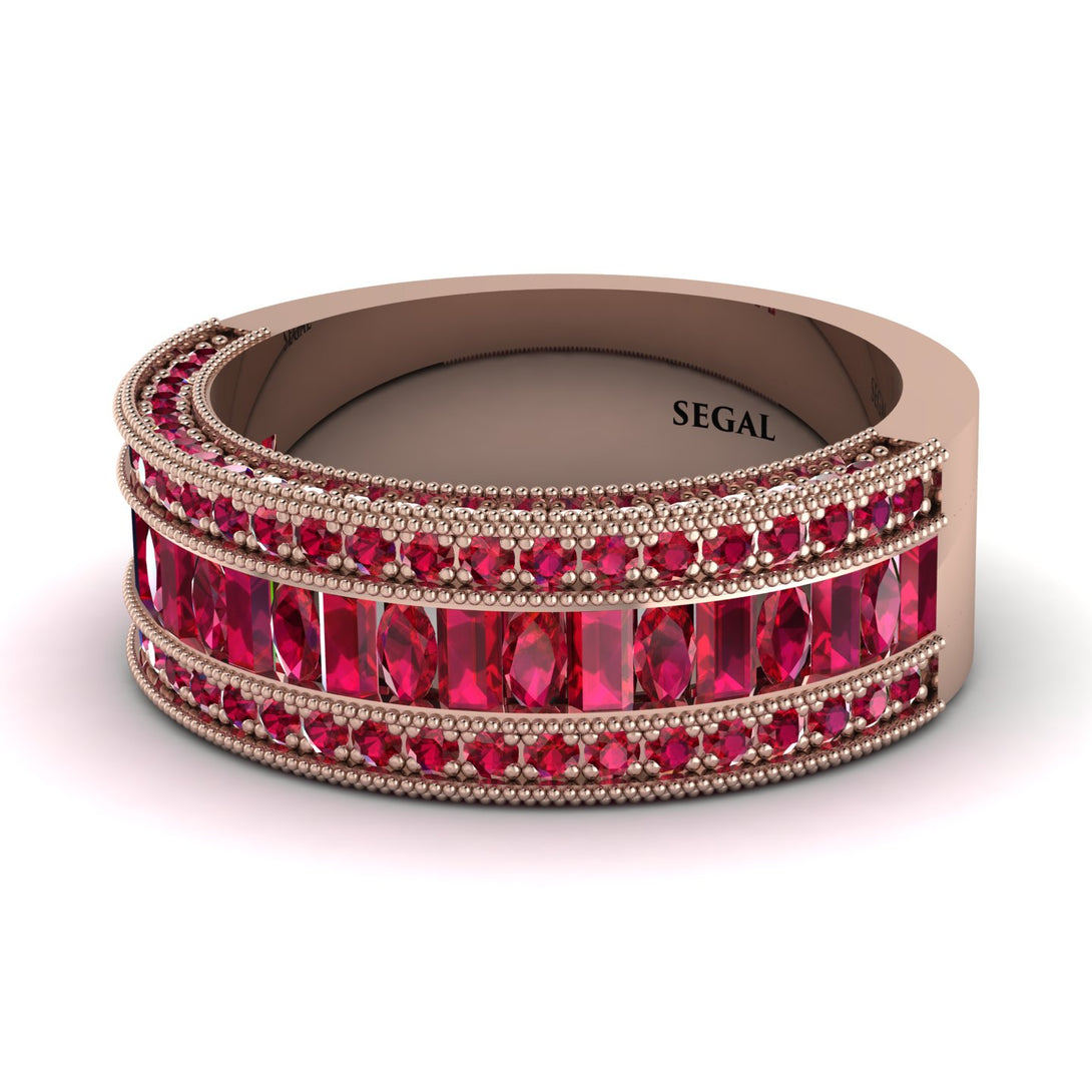 Ruby 14K Gold Pave Wedding Band - Mikayla No. 56
