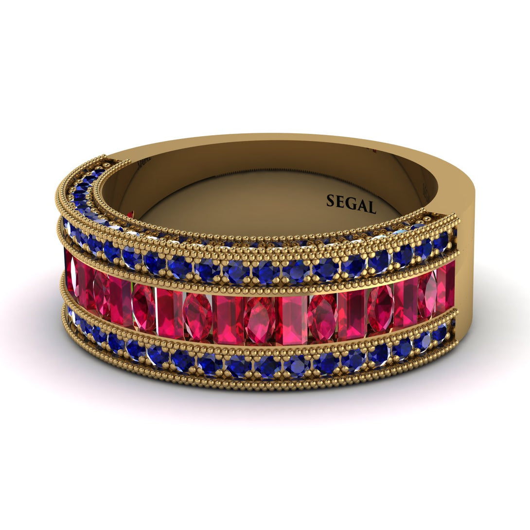 Ruby 14K Gold Pave Wedding Band - Mikayla No. 70