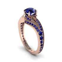 Sapphire 14K Gold Pave Engagement Ring - Magnolia No. 74 image 1