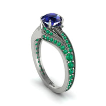 Emerald 14K Gold Pave Engagement Ring - Magnolia No. 30 image 1