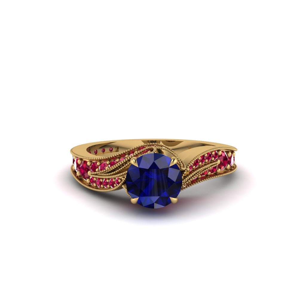 Ruby 14K Gold Pave Engagement Ring - Magnolia No. 58