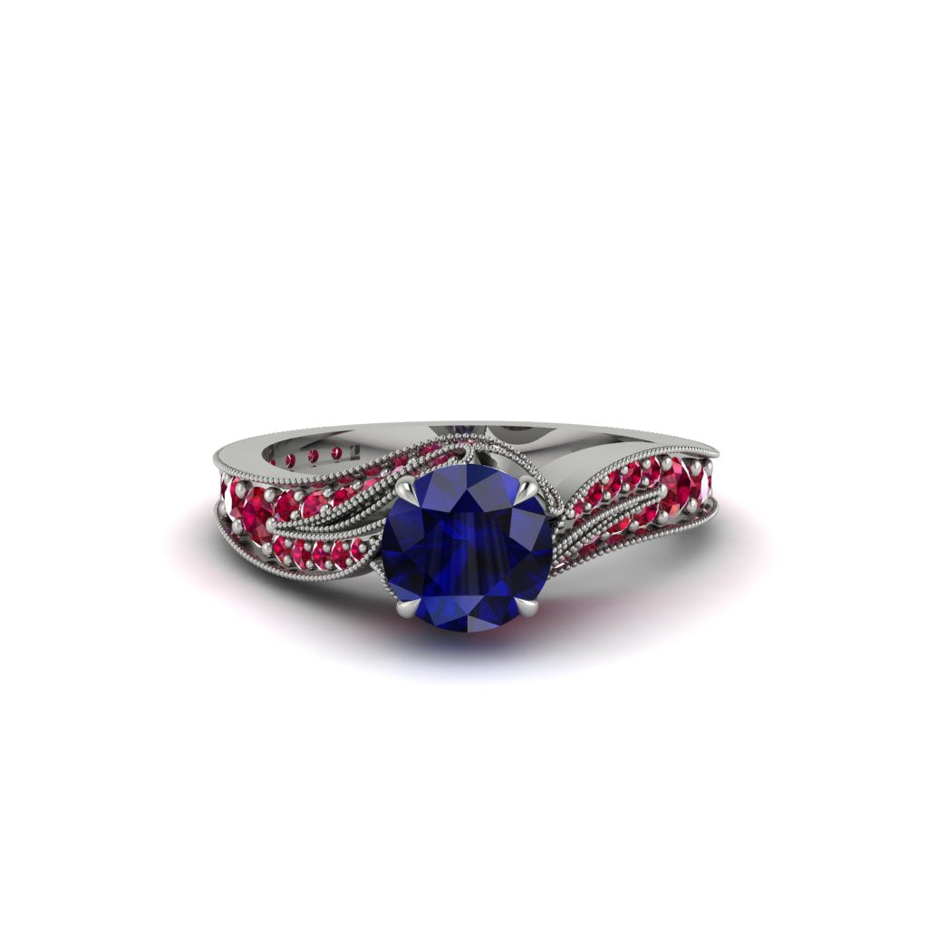 Ruby 14K Gold Pave Engagement Ring - Magnolia No. 60