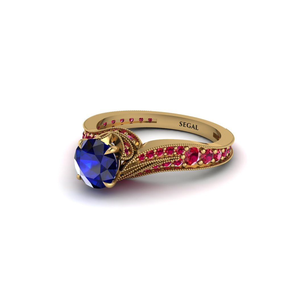 Ruby 14K Gold Pave Engagement Ring - Magnolia No. 58