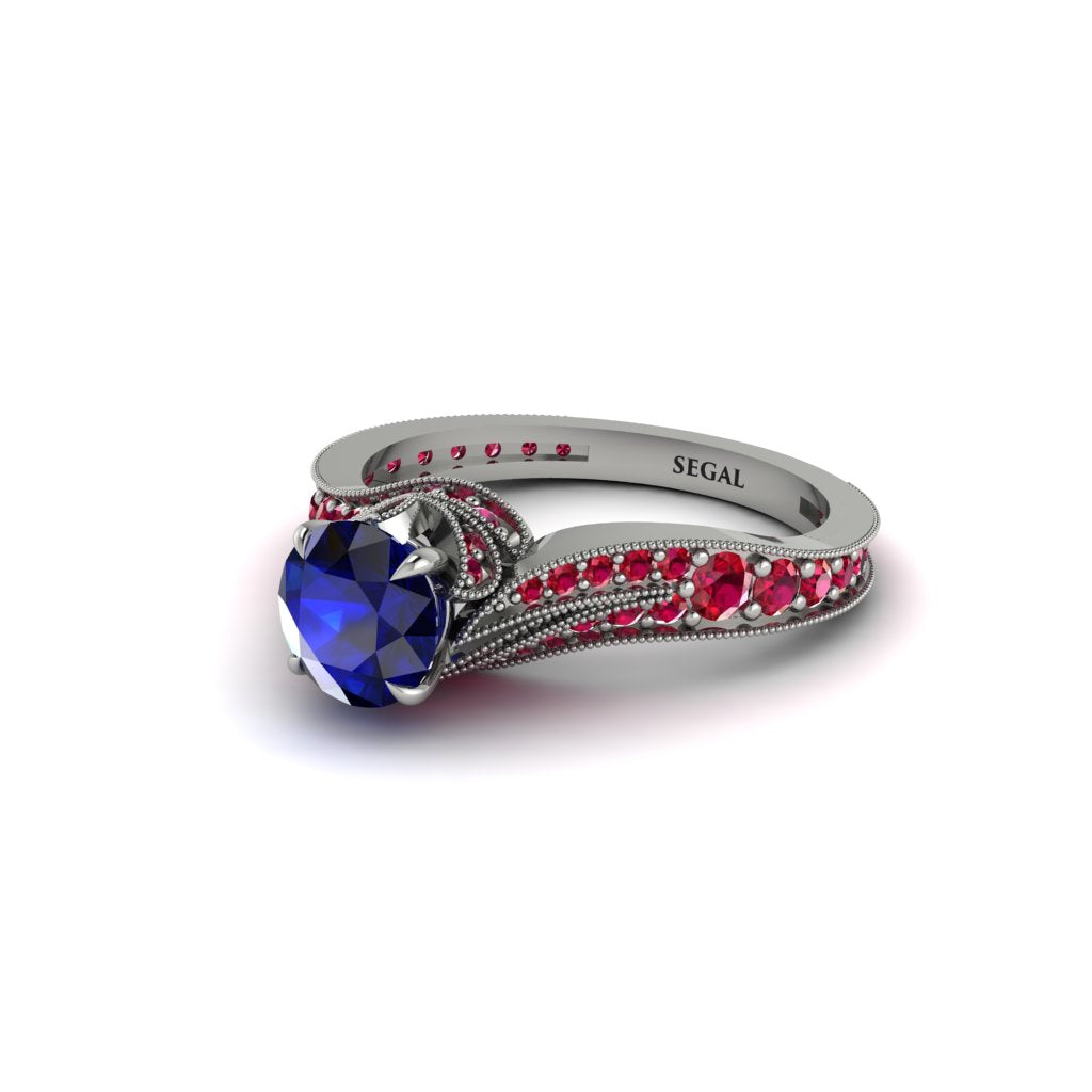 Ruby 14K Gold Pave Engagement Ring - Magnolia No. 60