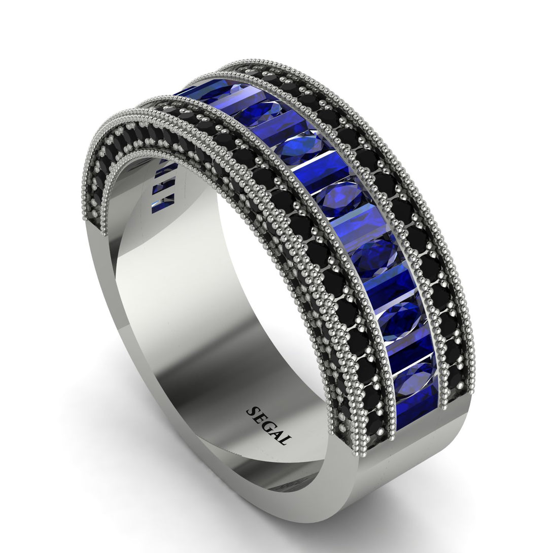 Sapphire 14K Gold Pave Wedding Band - Mikayla No. 45