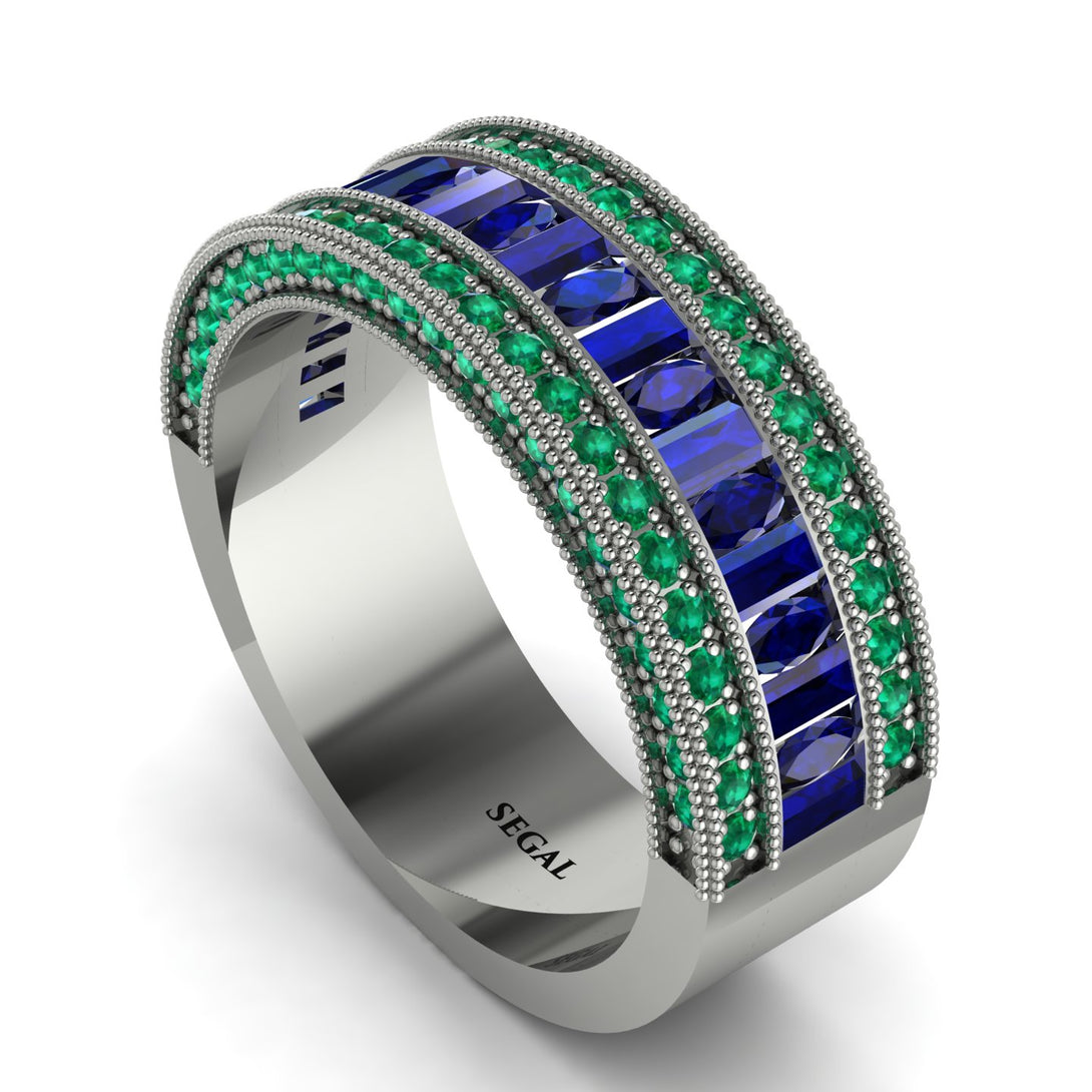 Sapphire 14K Gold Pave Wedding Band - Mikayla No. 30