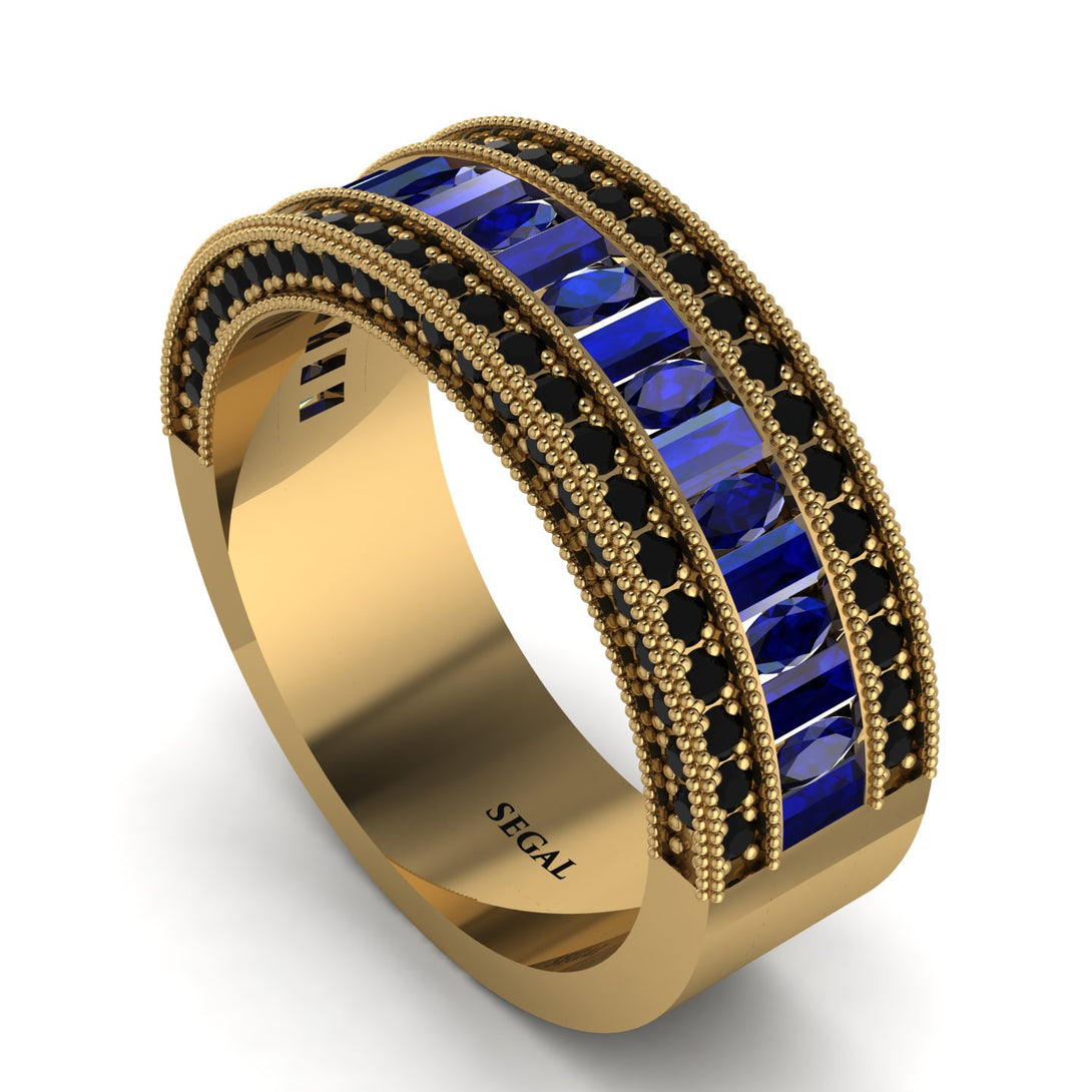 Sapphire 14K Gold Pave Wedding Band - Mikayla No. 43