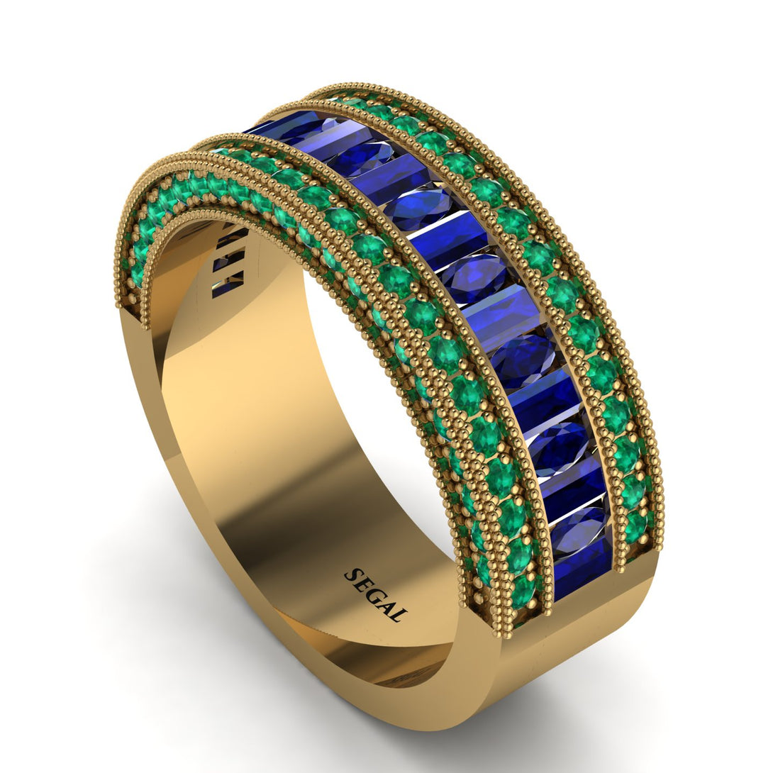 Sapphire 14K Gold Pave Wedding Band - Mikayla No. 28