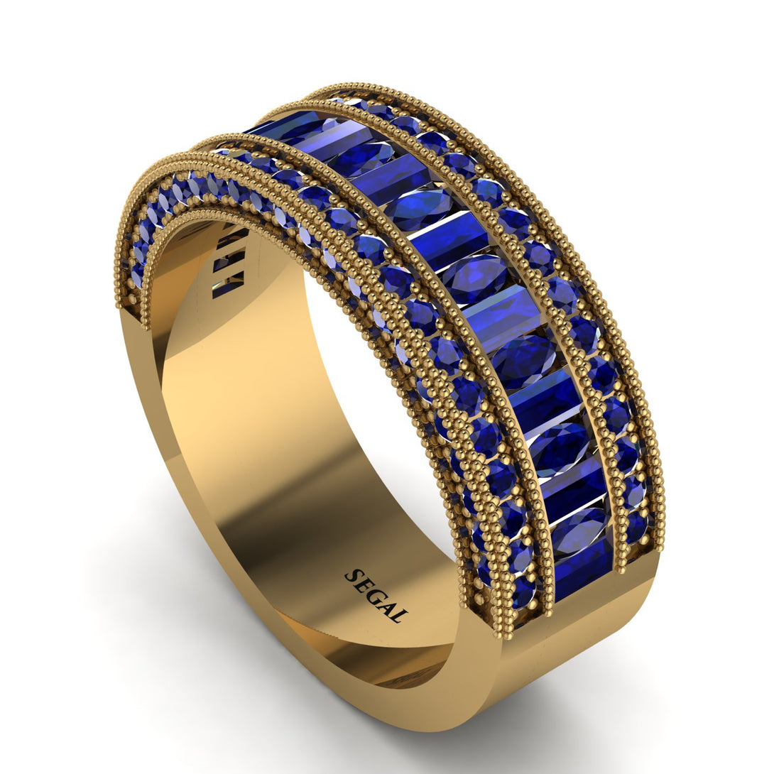 Sapphire 14K Gold Pave Wedding Band - Mikayla No. 73
