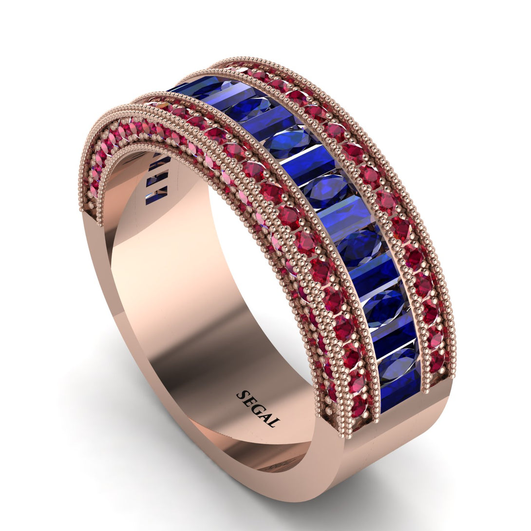 Sapphire 14K Gold Pave Wedding Band - Mikayla No. 59