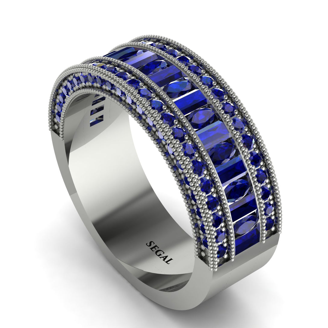 Sapphire 14K Gold Pave Wedding Band - Mikayla No. 75
