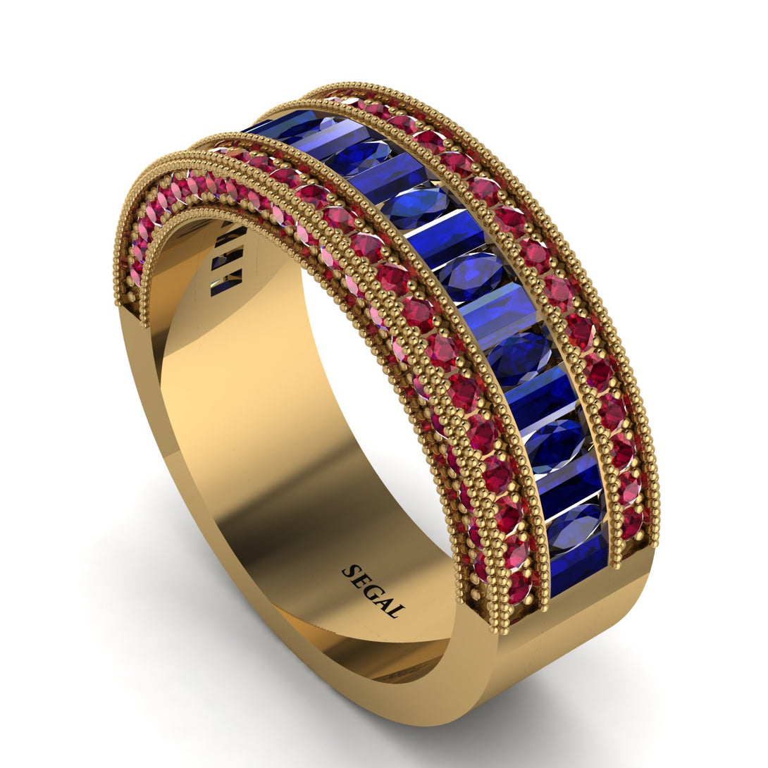 Sapphire 14K Gold Pave Wedding Band - Mikayla No. 58