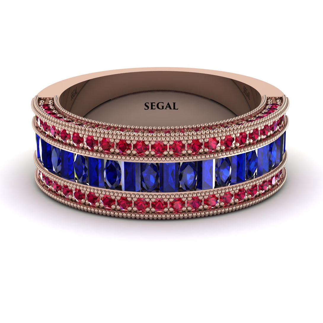 Sapphire 14K Gold Pave Wedding Band - Mikayla No. 59