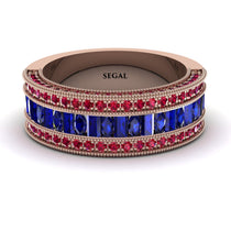 Sapphire 14K Gold Pave Wedding Band - Mikayla No. 59 image 1