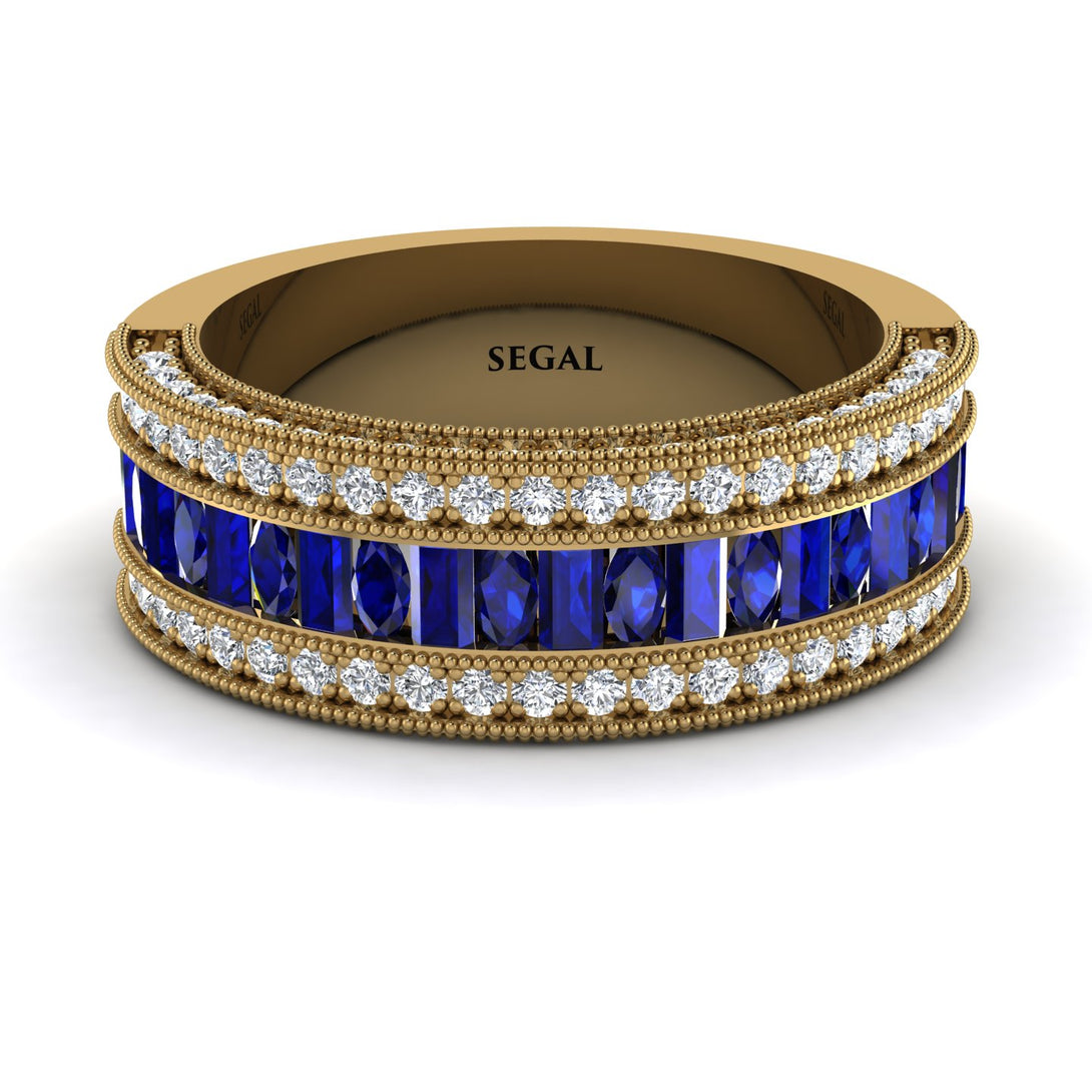 Sapphire 14K Gold Pave Wedding Band - Mikayla No. 13