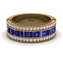 Sapphire 14K Gold Pave Wedding Band - Mikayla No. 13 image 1