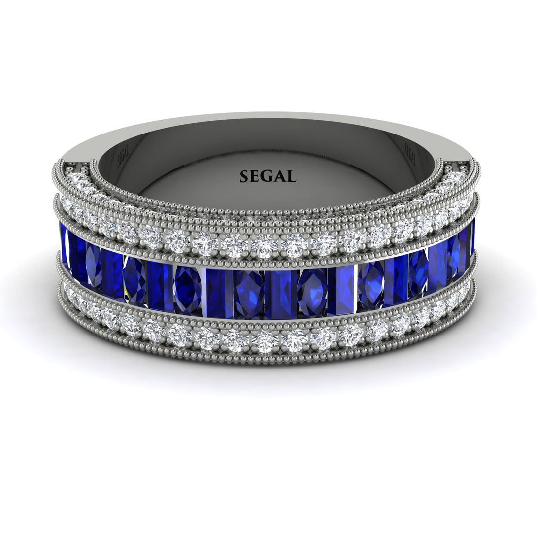 Sapphire 14K Gold Pave Wedding Band - Mikayla No. 15