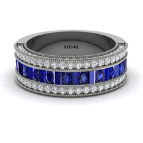Sapphire 14K Gold Pave Wedding Band - Mikayla No. 15 image 1