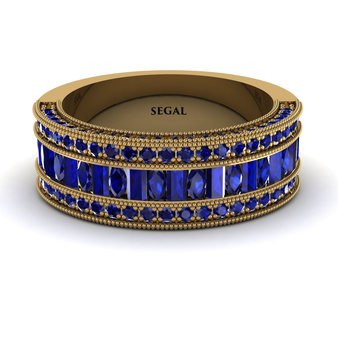 Sapphire 14K Gold Pave Wedding Band - Mikayla No. 73