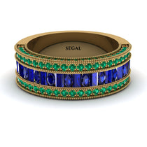Sapphire 14K Gold Pave Wedding Band - Mikayla No. 28 image 1