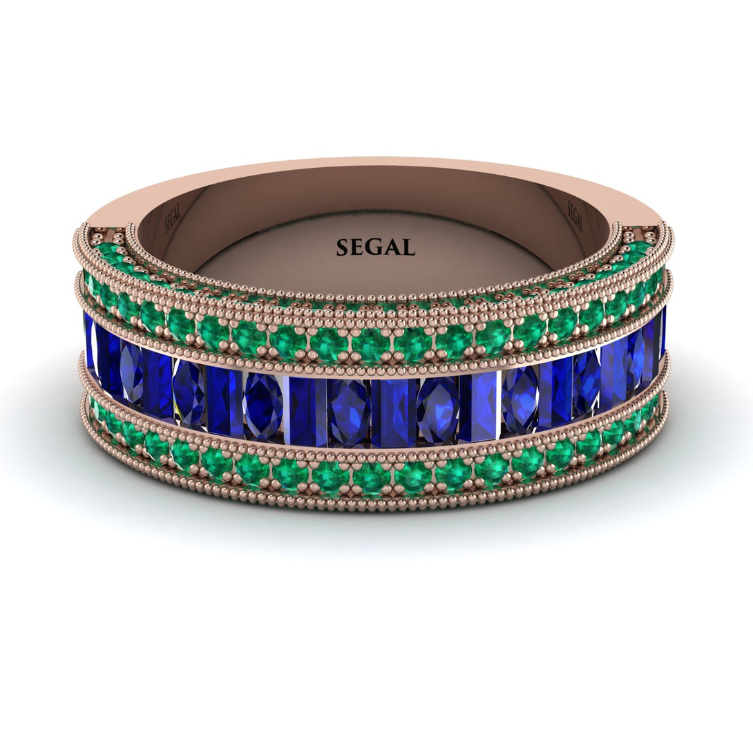 Sapphire 14K Gold Pave Wedding Band - Mikayla No. 29