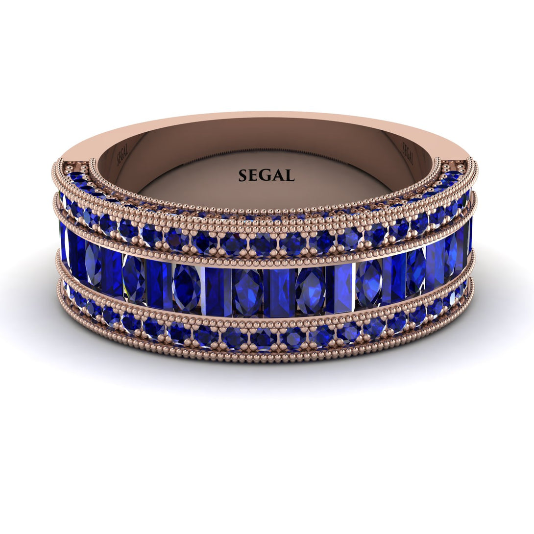Sapphire 14K Gold Pave Wedding Band - Mikayla No. 74