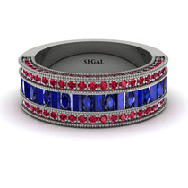 Sapphire 14K Gold Pave Wedding Band - Mikayla No. 60 image 1