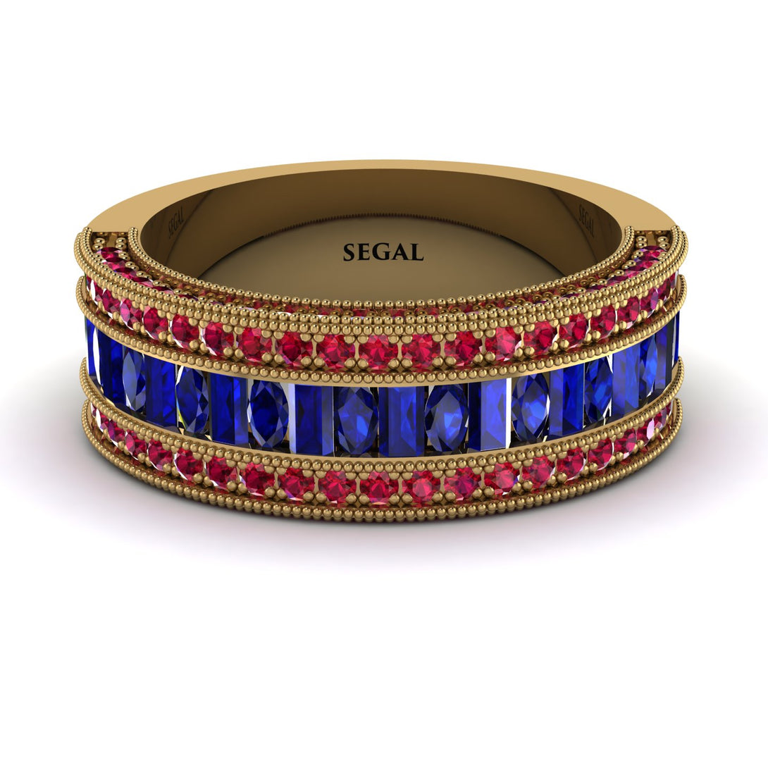 Sapphire 14K Gold Pave Wedding Band - Mikayla No. 58