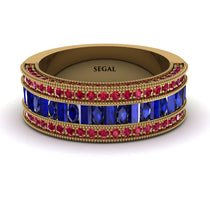Sapphire 14K Gold Pave Wedding Band - Mikayla No. 58 image 1