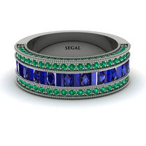 Sapphire 14K Gold Pave Wedding Band - Mikayla No. 30 image 1