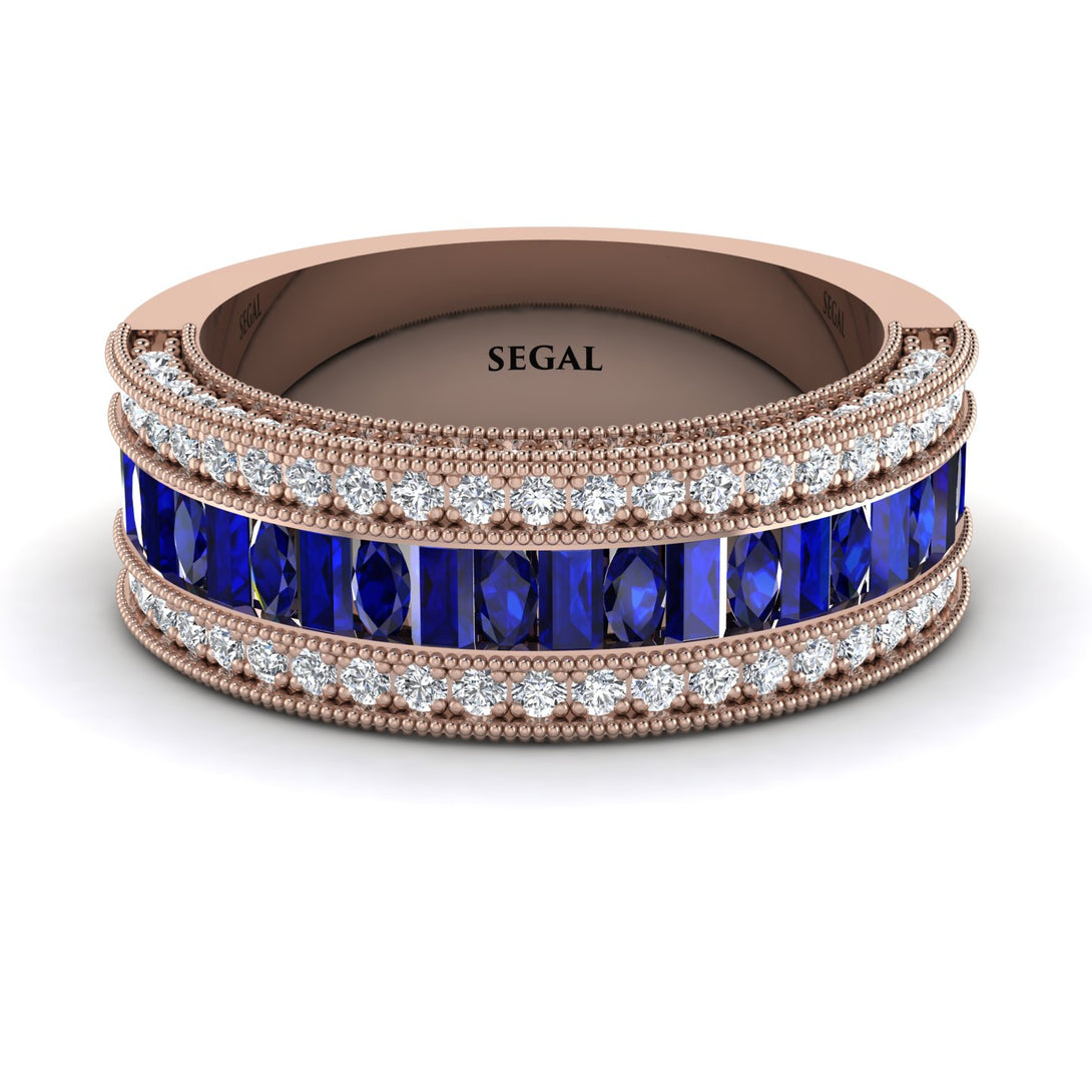 Sapphire 14K Gold Pave Wedding Band - Mikayla No. 14