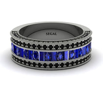 Sapphire 14K Gold Pave Wedding Band - Mikayla No. 45 image 1