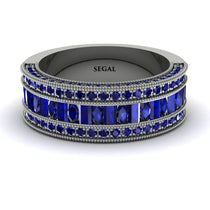 Sapphire 14K Gold Pave Wedding Band - Mikayla No. 75 image 1