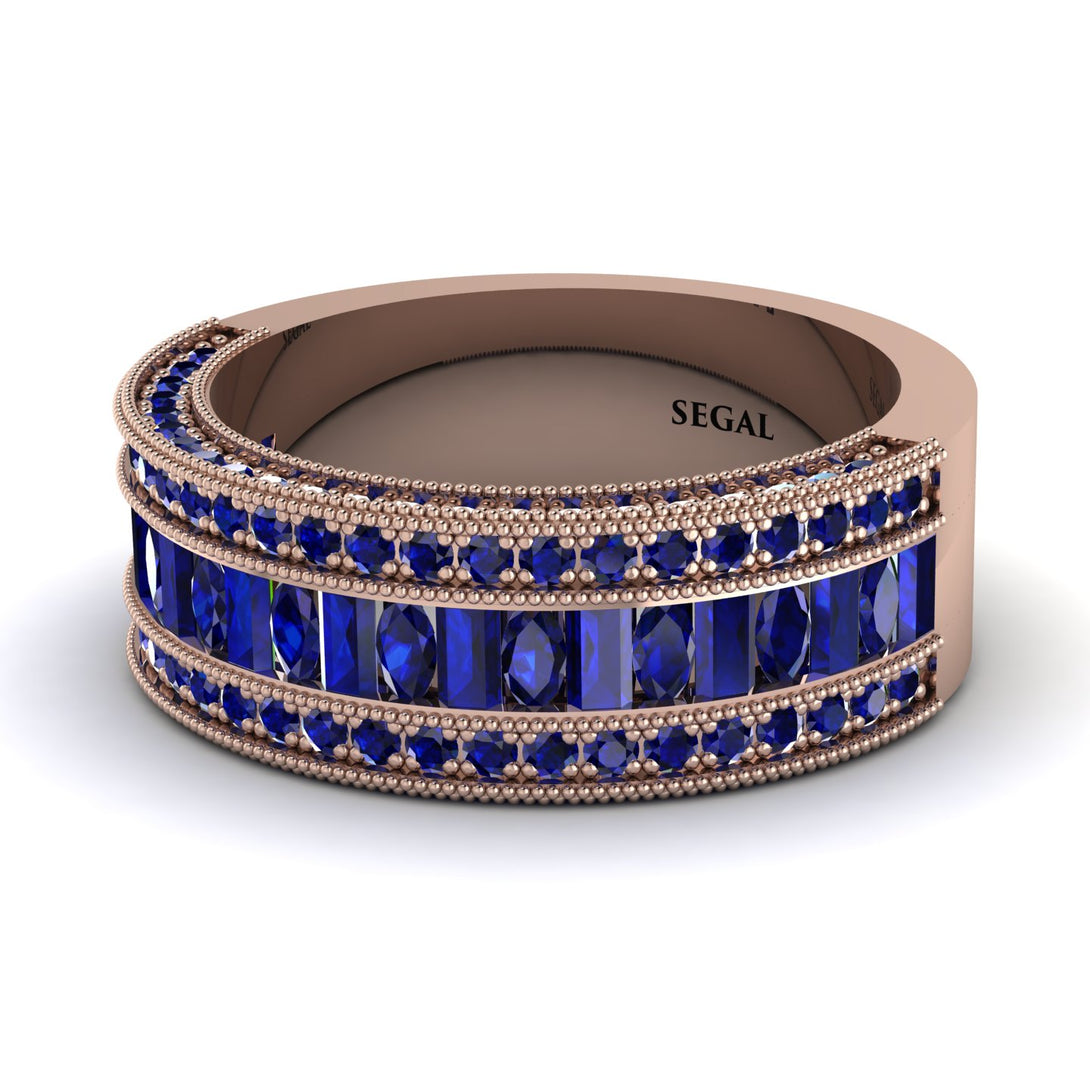 Sapphire 14K Gold Pave Wedding Band - Mikayla No. 74