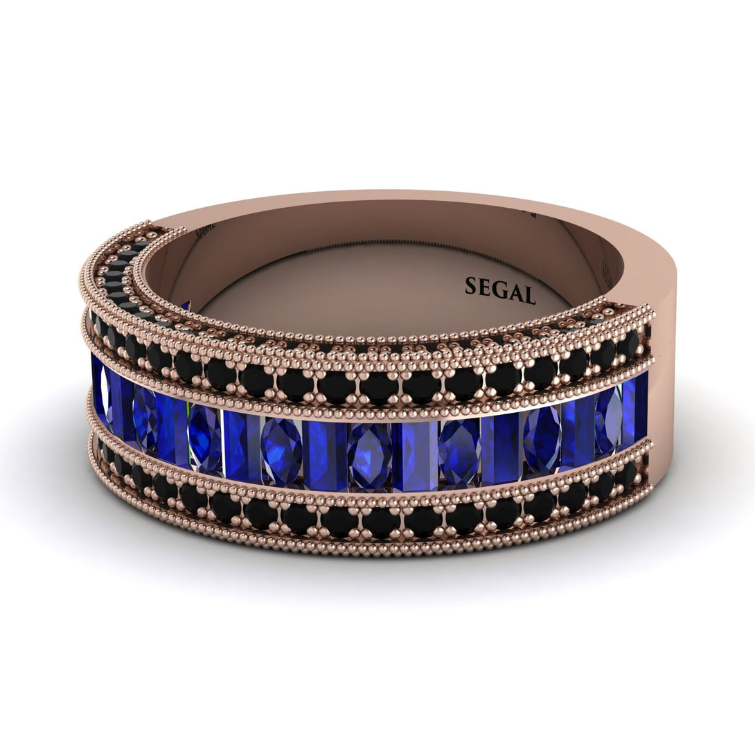 Sapphire 14K Gold Pave Wedding Band - Mikayla No. 44
