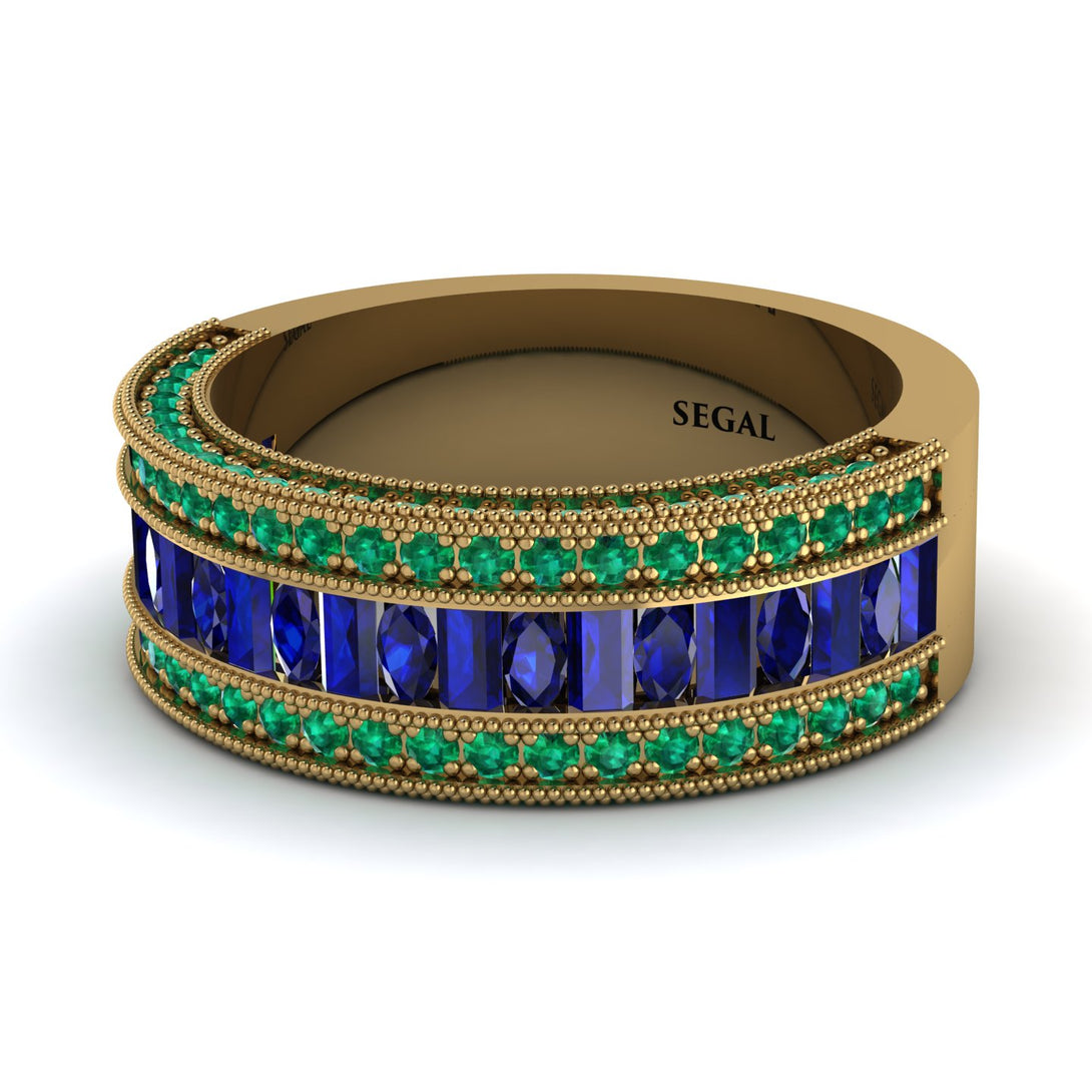 Sapphire 14K Gold Pave Wedding Band - Mikayla No. 28