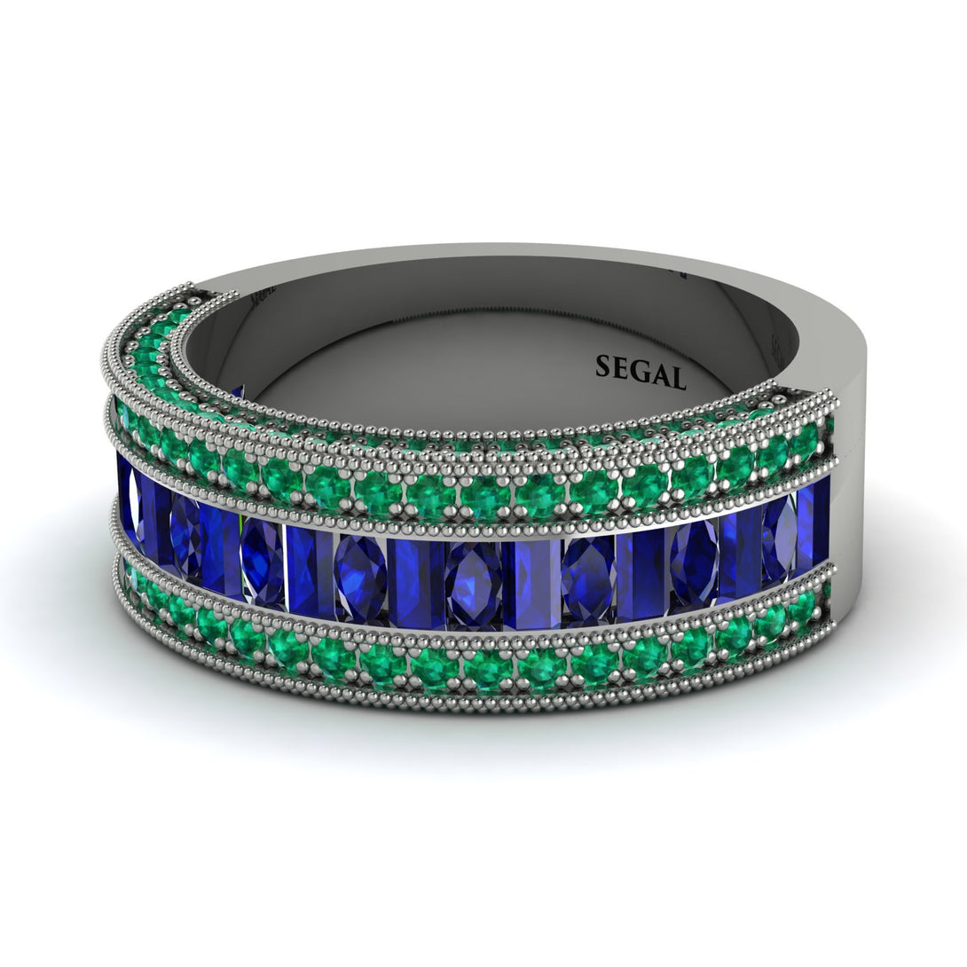 Sapphire 14K Gold Pave Wedding Band - Mikayla No. 30