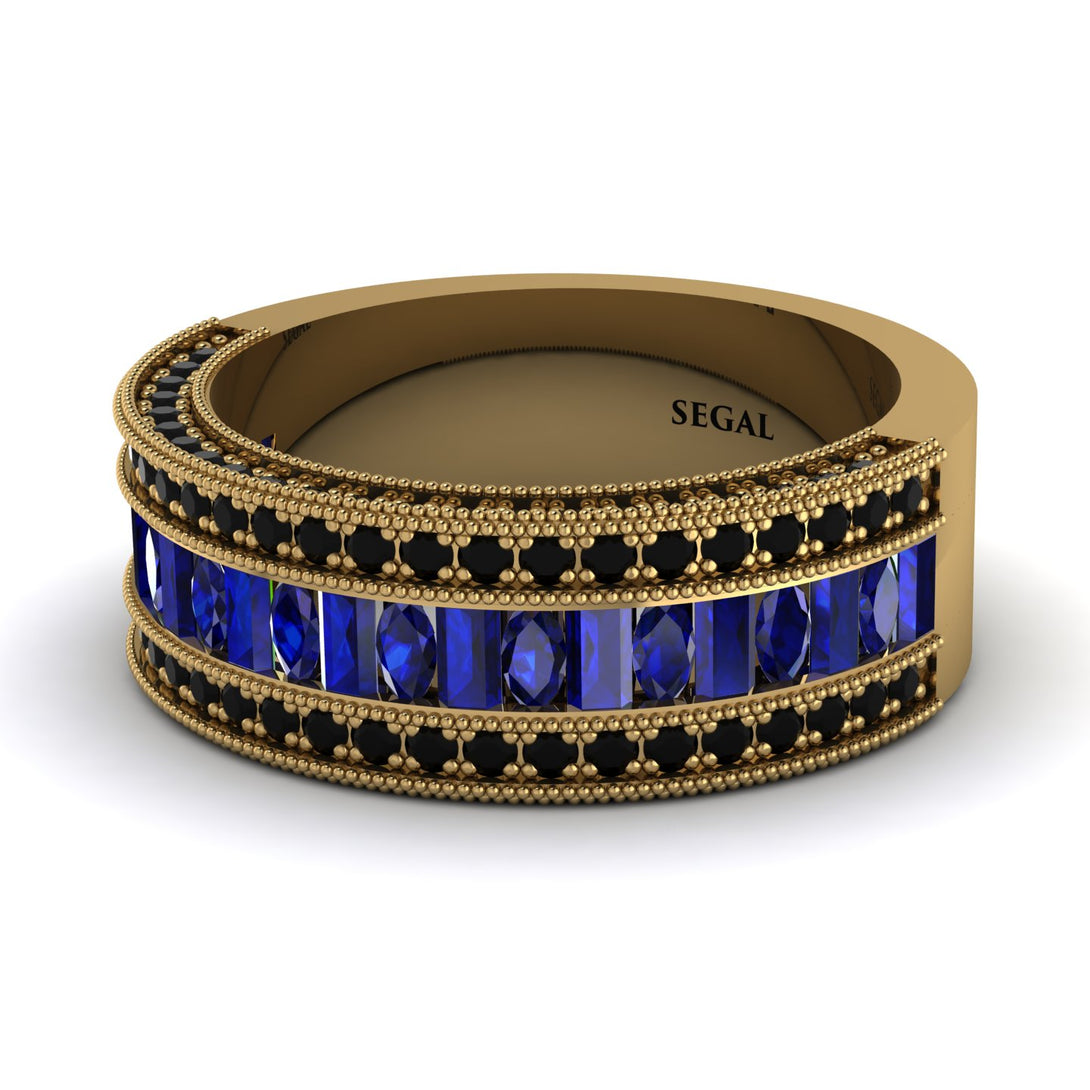 Sapphire 14K Gold Pave Wedding Band - Mikayla No. 43