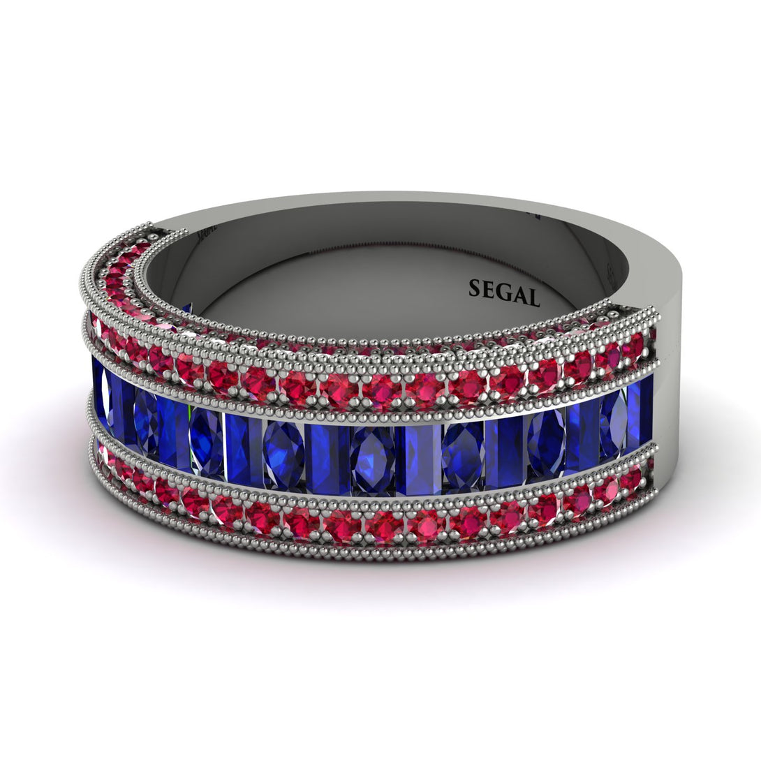 Sapphire 14K Gold Pave Wedding Band - Mikayla No. 60