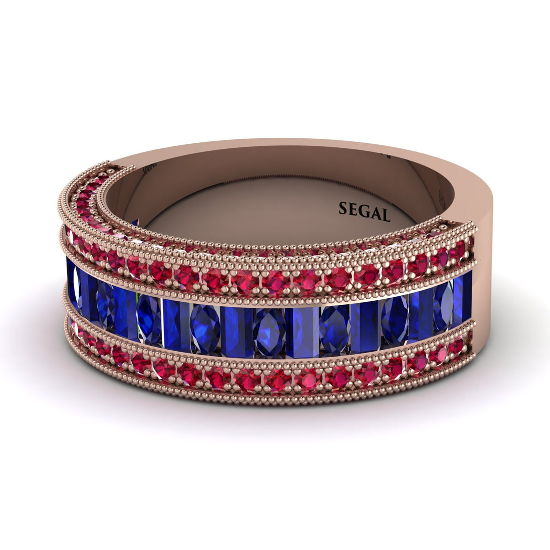 Sapphire 14K Gold Pave Wedding Band - Mikayla No. 59