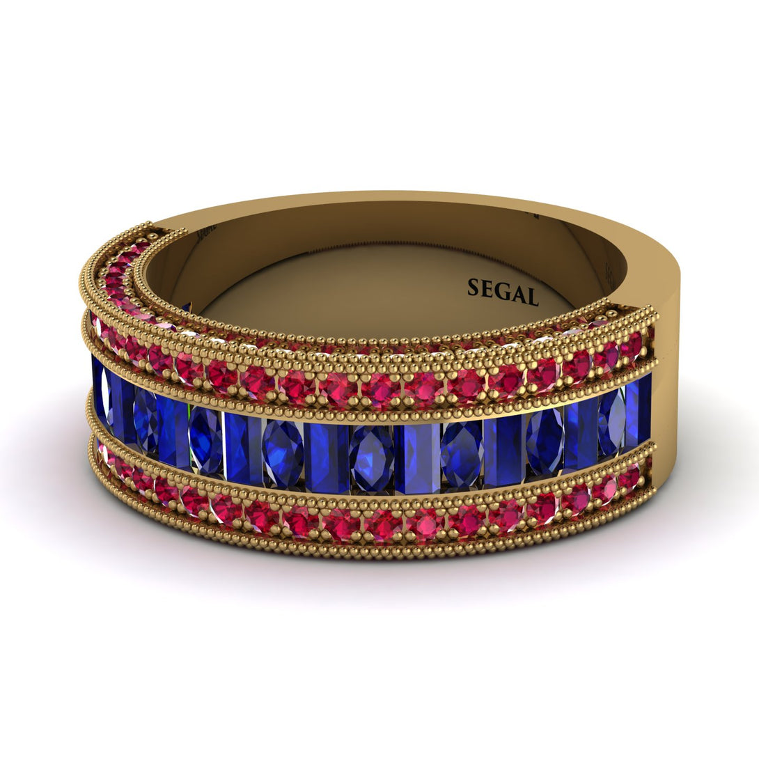 Sapphire 14K Gold Pave Wedding Band - Mikayla No. 58