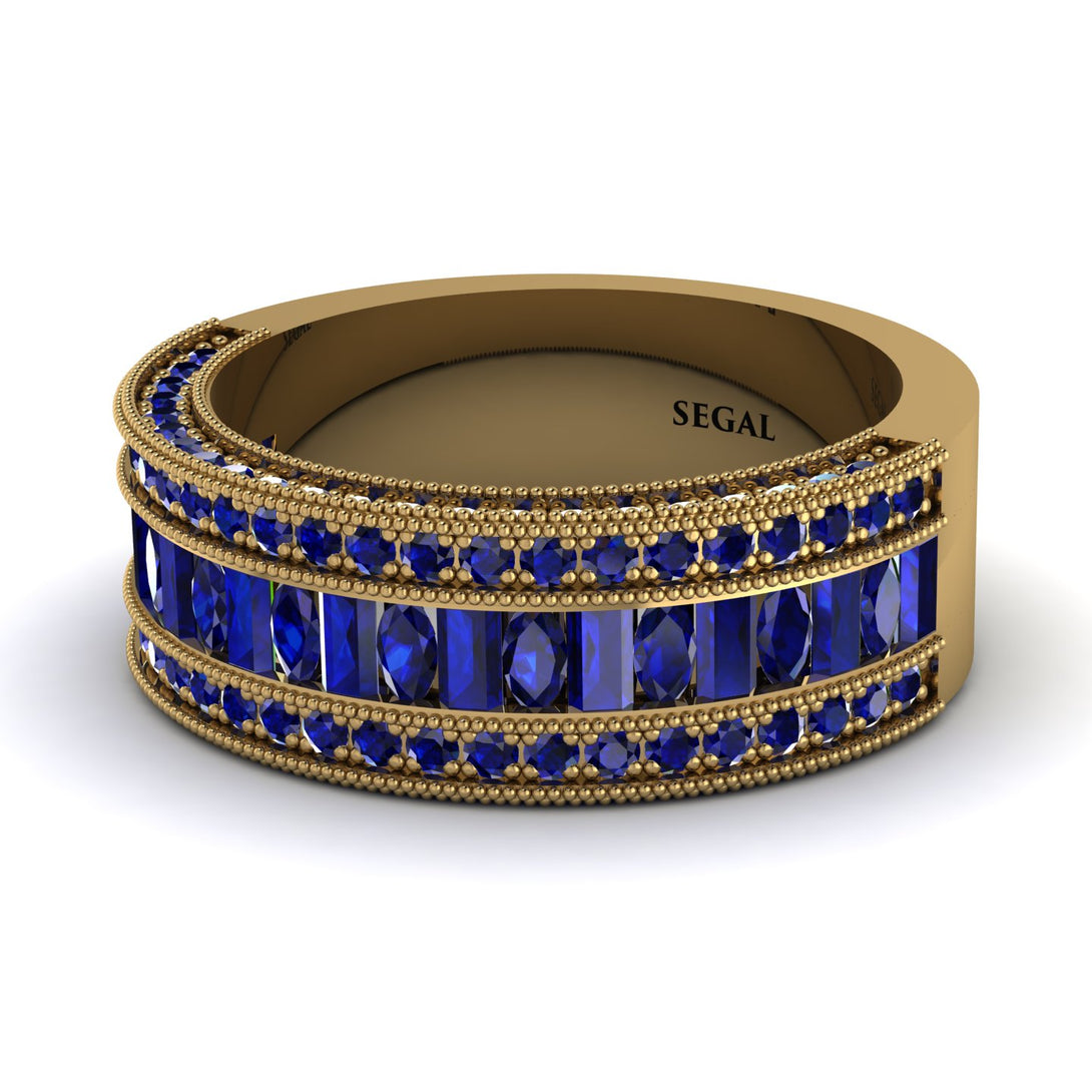 Sapphire 14K Gold Pave Wedding Band - Mikayla No. 73